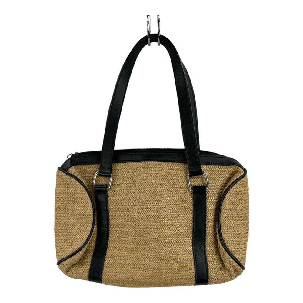 Maxx New York Womens Shoulder Bag Purse Beige Straw & Leather Dual‎ Handle